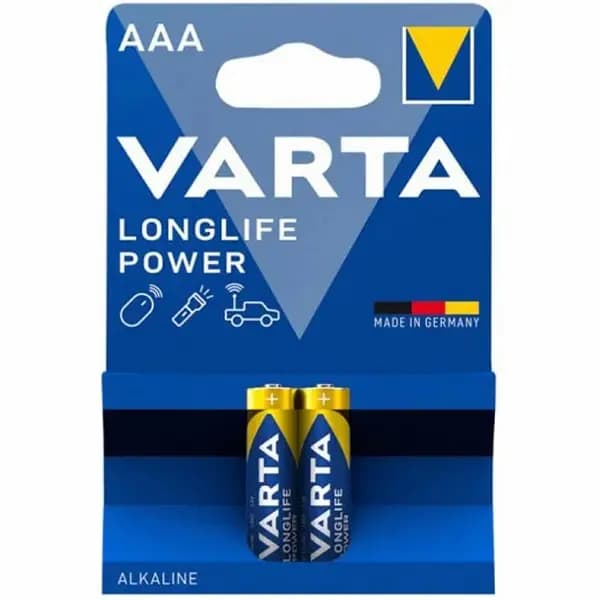باتری نیم قلمی دو عددی آبی مدل LONG LIFE POWER وارتا — تصویر ۲
