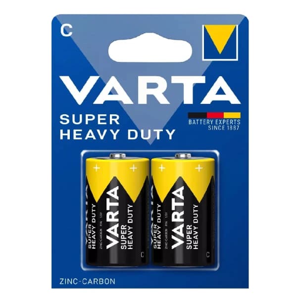 باتری زینک کربن متوسط سایز C Heavy Duty بسته 2 عددی وارتا — تصویر ۲