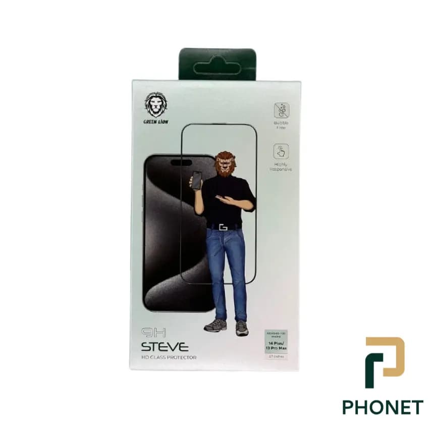 گلس آیفون سری 14plus/13promax گرین لاین مدل 9H Steve