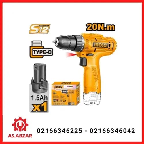 دریل شارژی 12 ولت تک باتری اینکو CDLI12428 — تصویر ۵