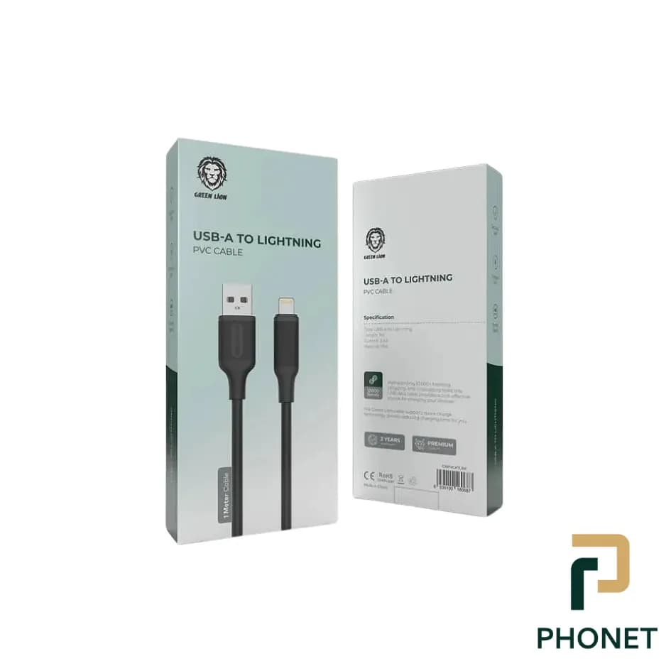 کابل شارژ گرین لاین USB-A به لایتنینگ مدل PVC — تصویر ۲