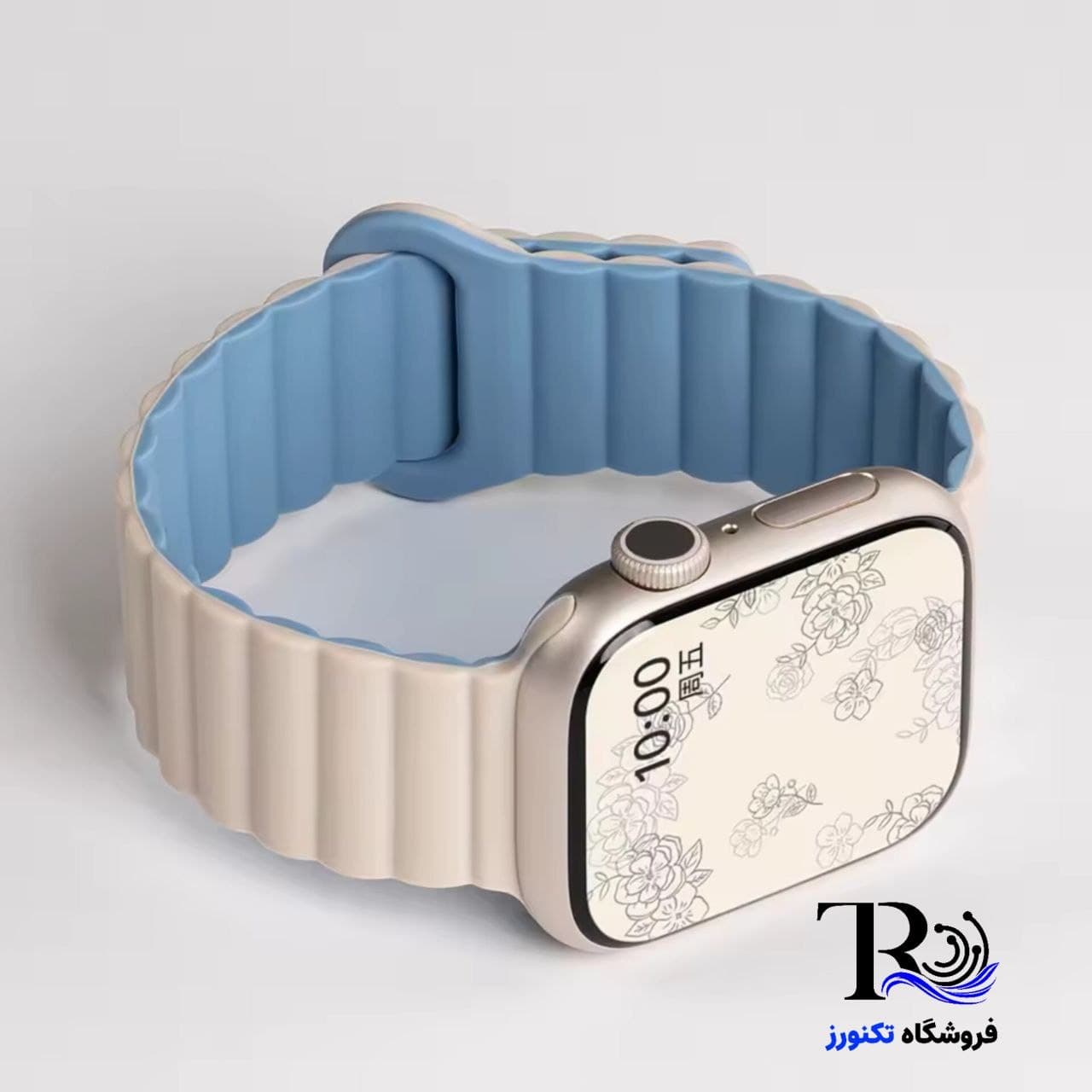 بند ساعت هوشمند سیلیکونی مگنتی دو رنگ استارلایت آبی44-45-46-49میلی متر — تصویر ۲