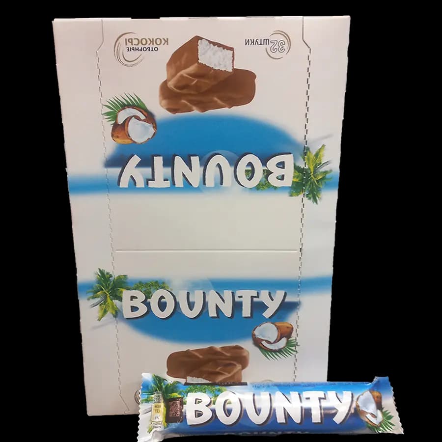 شکلات بونتی Bounty با مغز نارگیل و کارامل بسته 32 عددی هر عدد 55 گرم — تصویر ۲