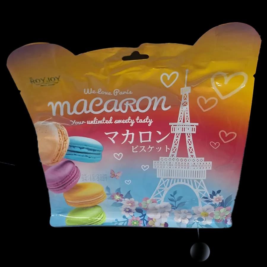 بیسکویت کادوئی ماکارون روی‌جوی We Love Paris (شکل شیرینی معروف فرانسوی ماکارون) 250 گرمی (در 3 شکل بسته بندی) — تصویر ۵