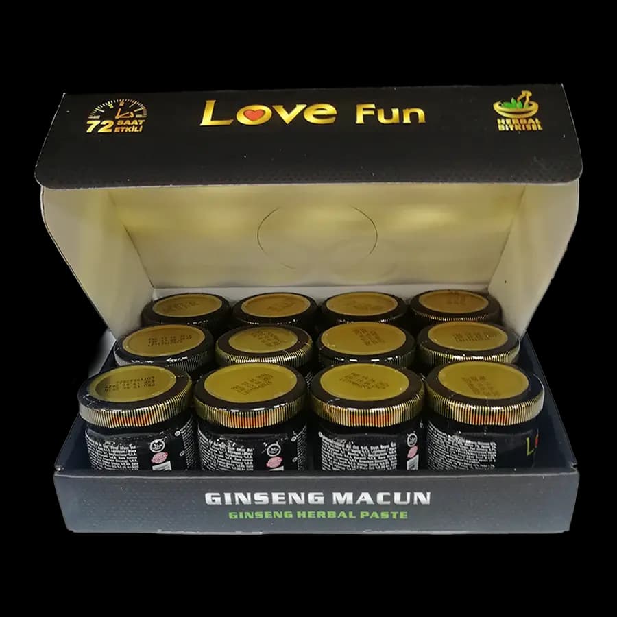 معجون گیاهی جینسینگ و اپیمدیوم Love Fun ساخت ترکیه وزن 43 گرم بسته 12 عددی — تصویر ۳