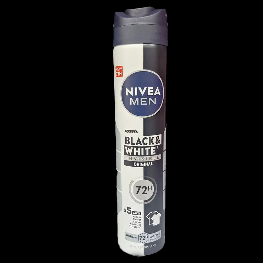 اسپری ضدتعریق مردانه نیوا من (NIVEA MEN) مدل Black & White Invisible Original ماندگاری 72 ساعته 200 میل — تصویر ۲
