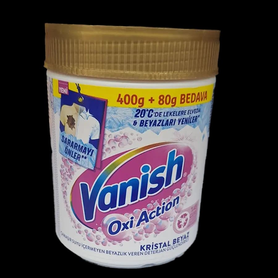 پودر لکهبر و سفیدکننده لباسهای سفید ونیش (Vanish Oxi Action Kristal Beyaz) 480 گرمی