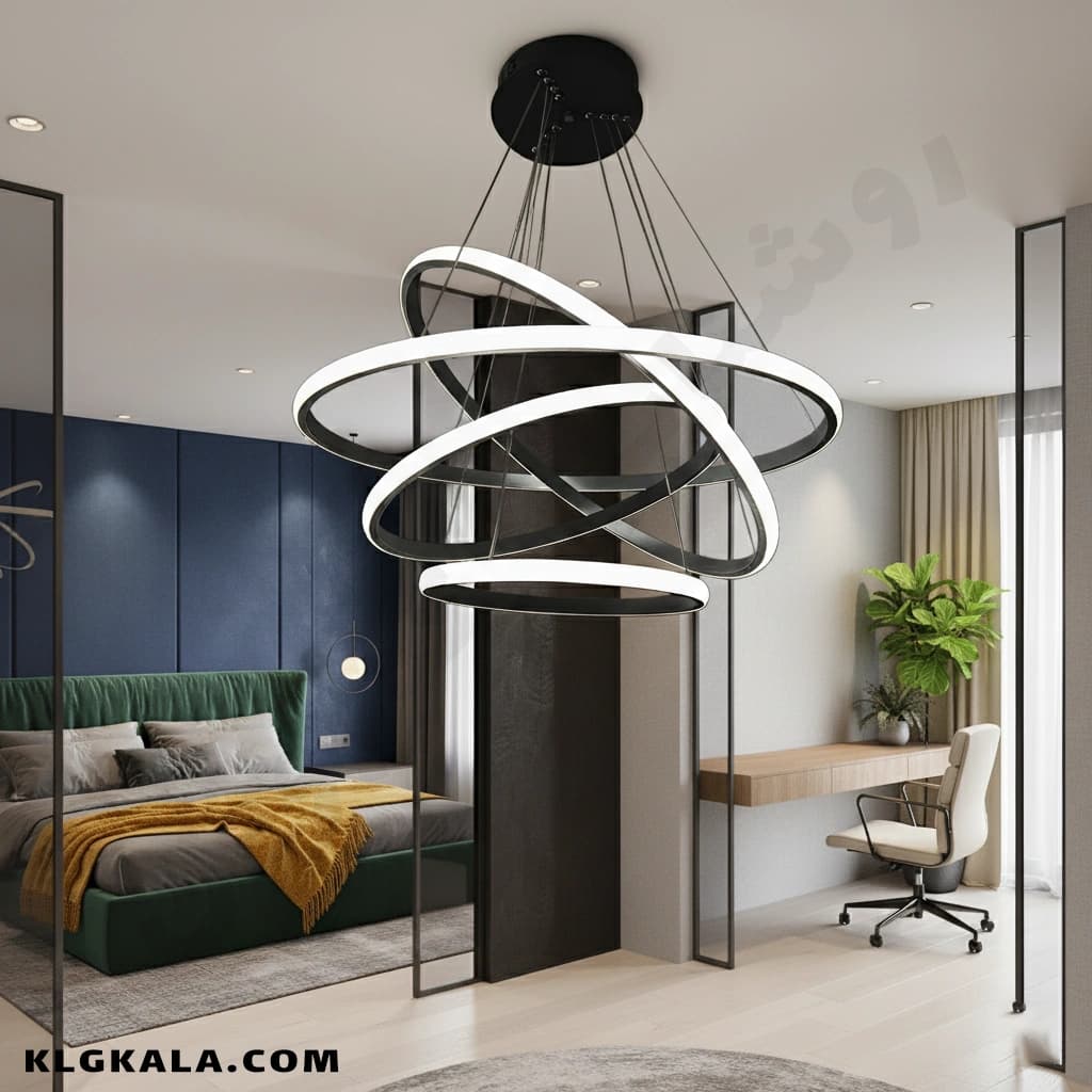 لوستر مدرن اس ام دی مدل حلقه ای چهار طبقه قطر 60 – 50 – 40 – 30 — تصویر ۲