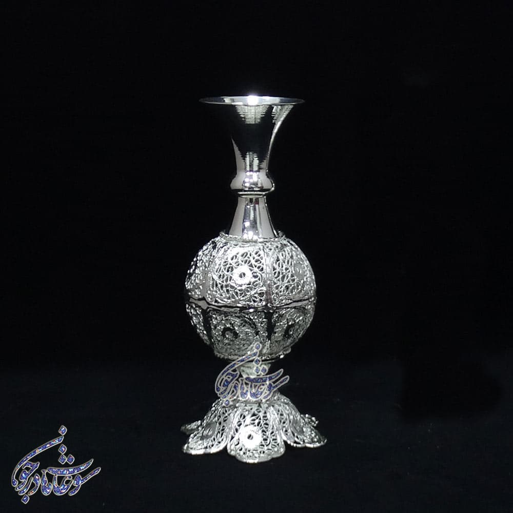 گلدان ملیله کاری مدل توپی پایه دار سایز 1