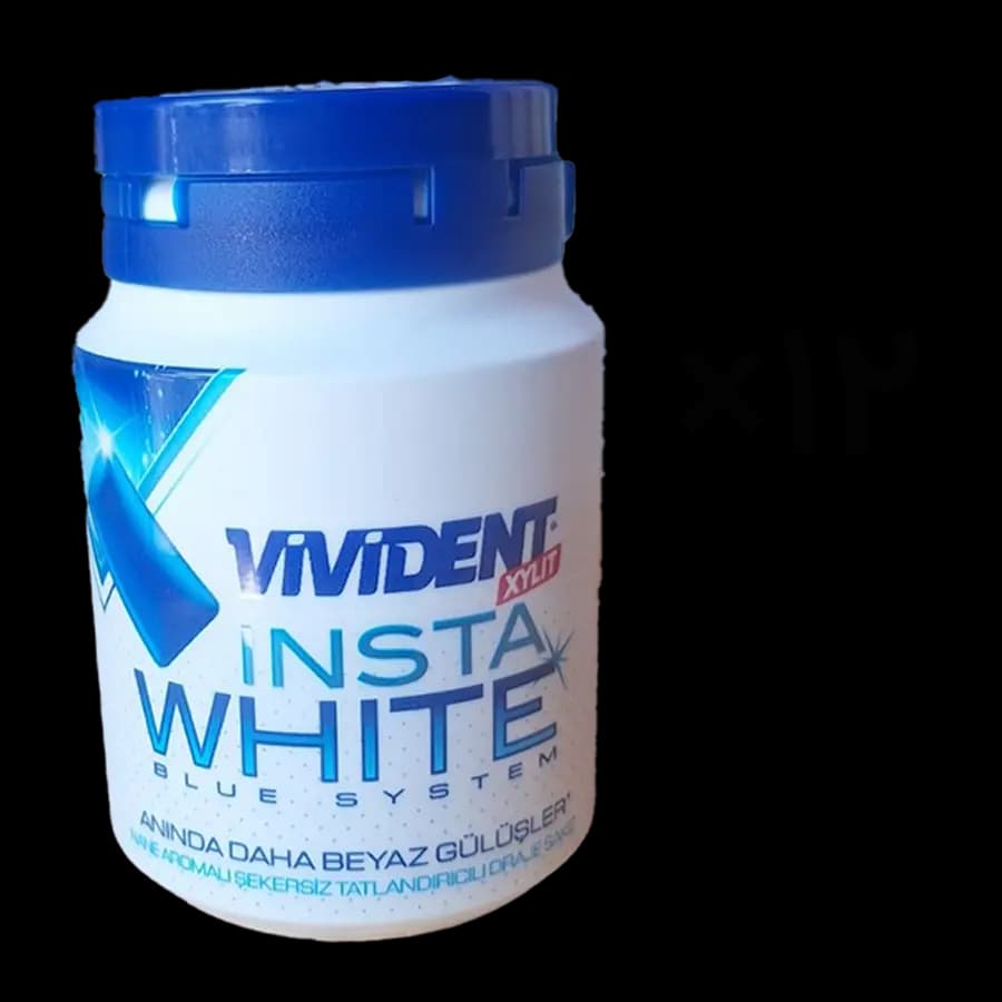 آدامس ویویدنت بدون قند مدل سفید کننده (Insta White – Blue System) 63 گرمی طعم نعناع – بسته 12 عددی — تصویر ۴