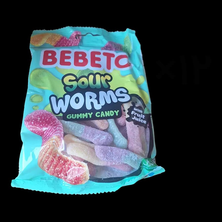 پاستیل ببتو مدل کرمی طعم میوه‌ای ترش 80 گرمی (Sour Fruit Flavours) بسته 12 عددی — تصویر ۴