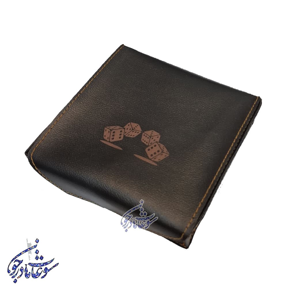 مهره تخته نرد چوب و خاتم با جعبه چرمی — تصویر ۱۰
