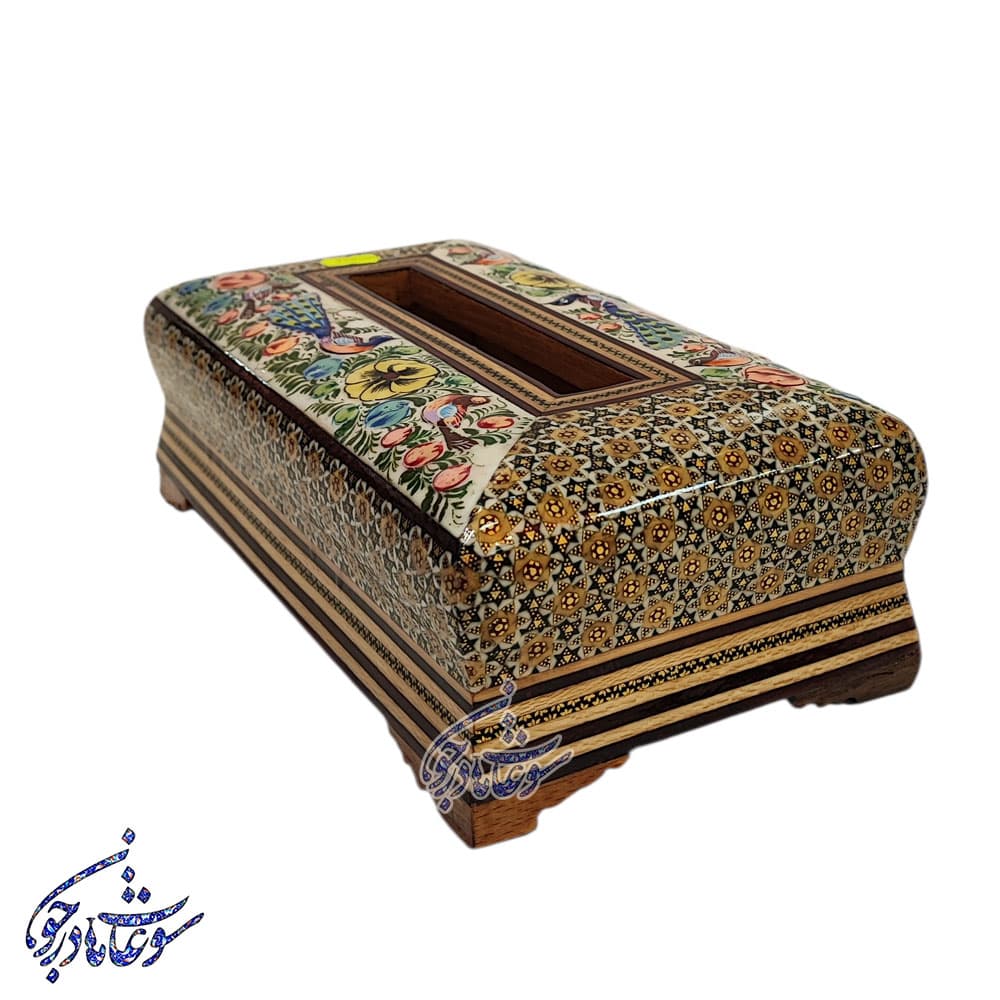جعبه دستمال خاتم طرح گل و مرغ — تصویر ۸