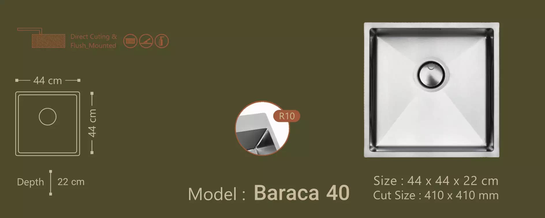 سینک ظرفشویی بوچی Bocchi مدل باراکا ۴۰ Baraca 40