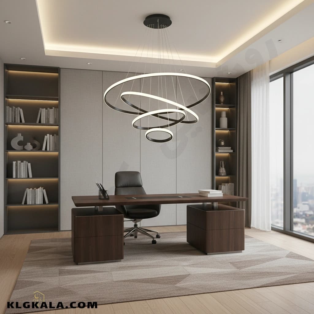 لوستر مدرن اس ام دی مدل حلقه ای چهار طبقه قطر 80 – 60 – 40 – 20 — تصویر ۳