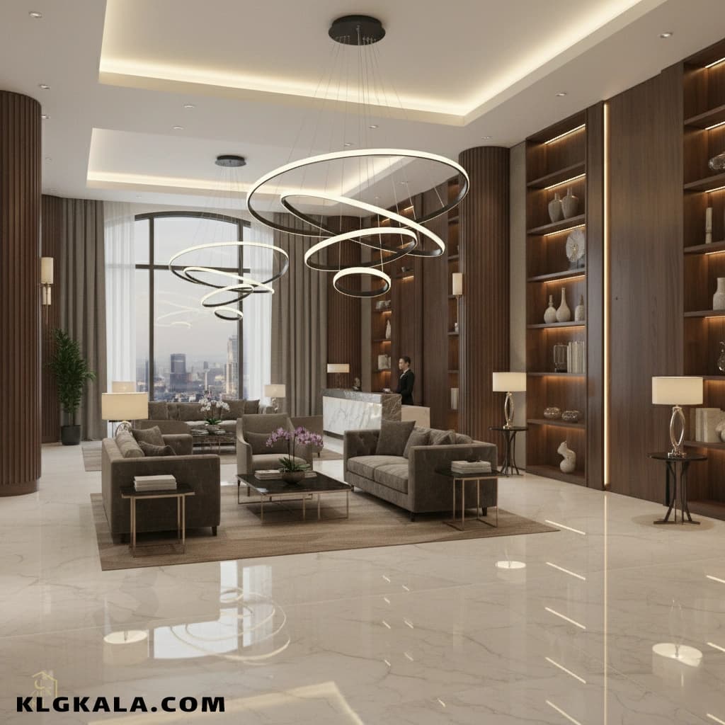 لوستر مدرن اس ام دی مدل حلقه ای چهار طبقه قطر 90 – 70 – 50 – 30 — تصویر ۲