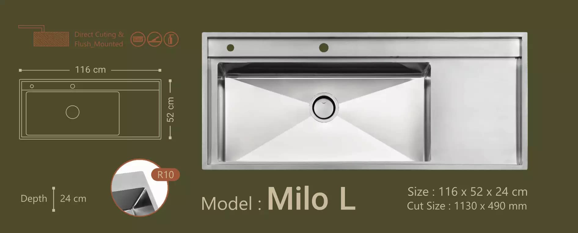 سینک ظرفشویی بوچی Bocchi مدل میلو لگن چپ Milo L