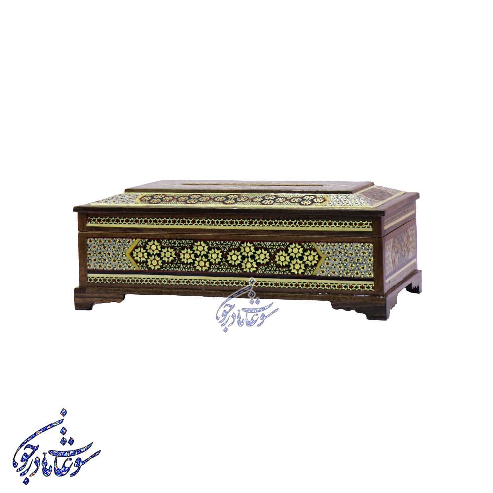 جعبه دستمال کاغذی خاتم مدل صلیبی — تصویر ۵