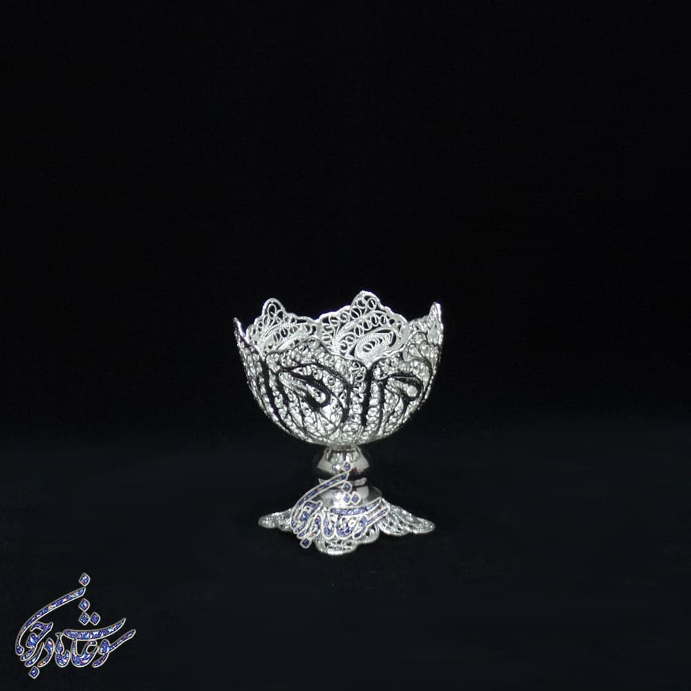 کاسه آجیل هفت سینی پایه ملیله سایز 1 — تصویر ۳