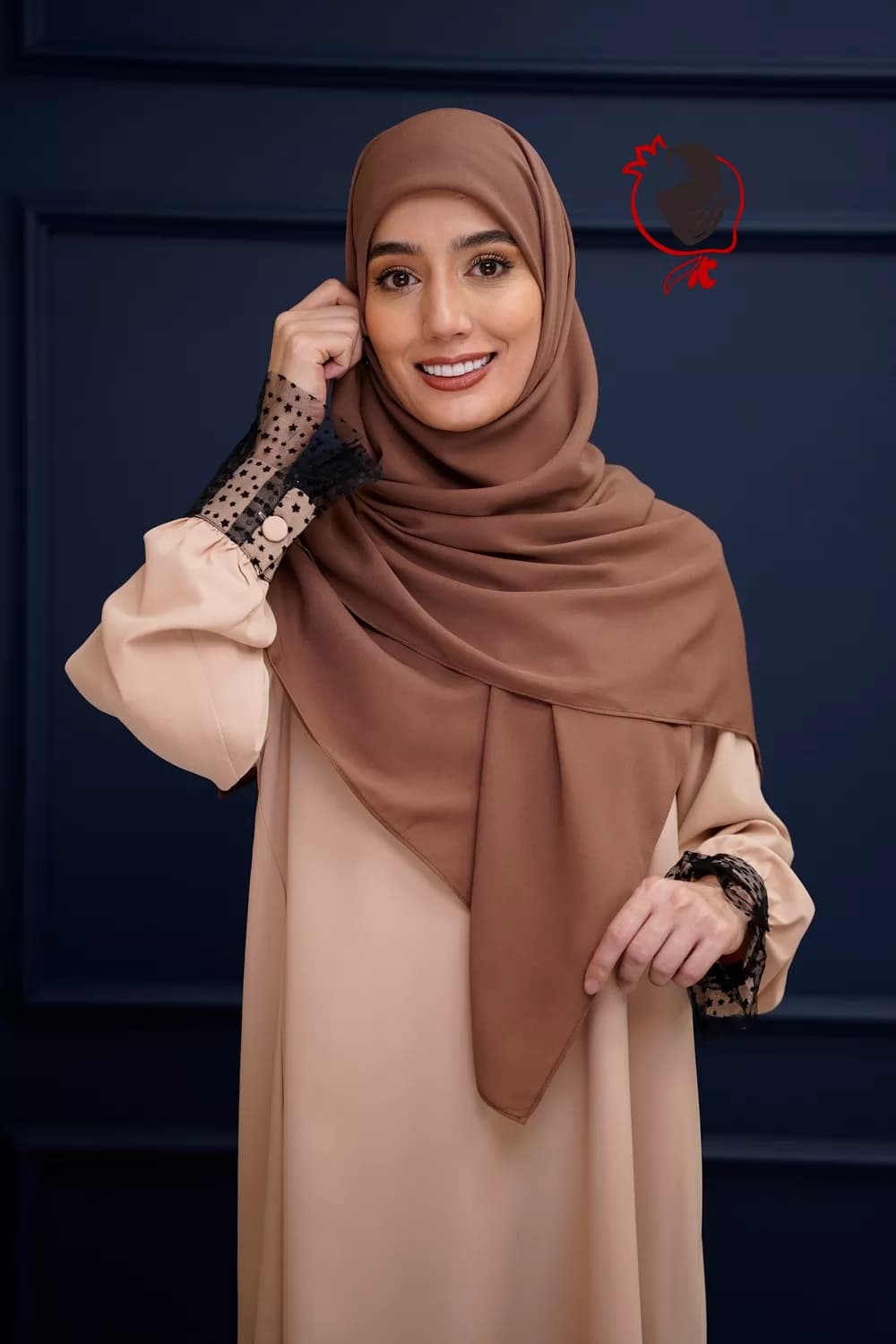 روسری حریرکرپ کشدار / بدون کش شکلاتی — تصویر ۷