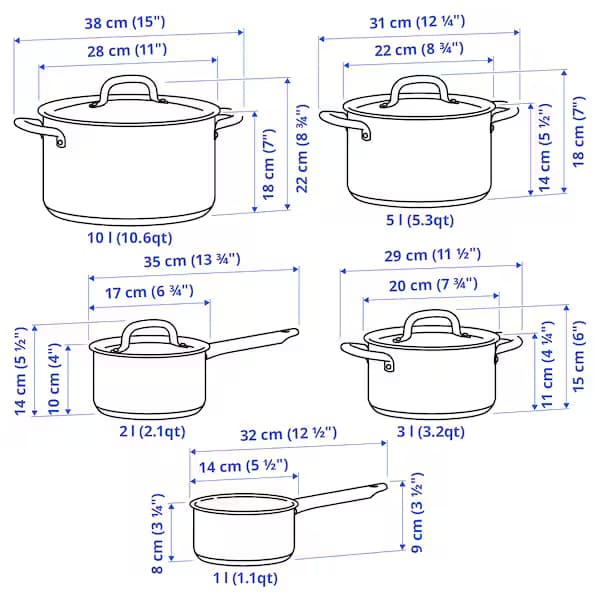 ست 9 تکه قابلمه استیل ایکیا مدل IKEA 365+ – (سایز بزرگ قابلمه دارای خط و خش) — تصویر ۱۰