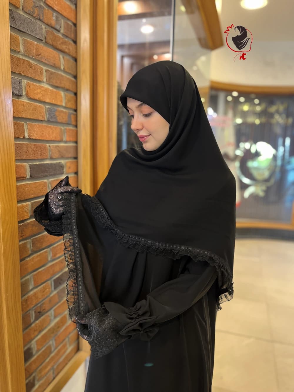 روسری مشکی مجلسی دانتل پلیسه