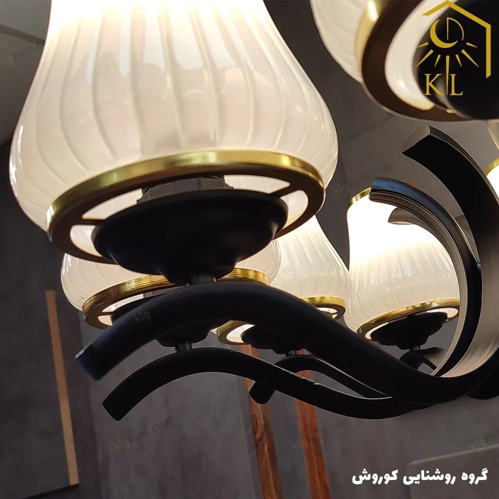 لوستر شید دار 4 شعله مدل نگین — تصویر ۲