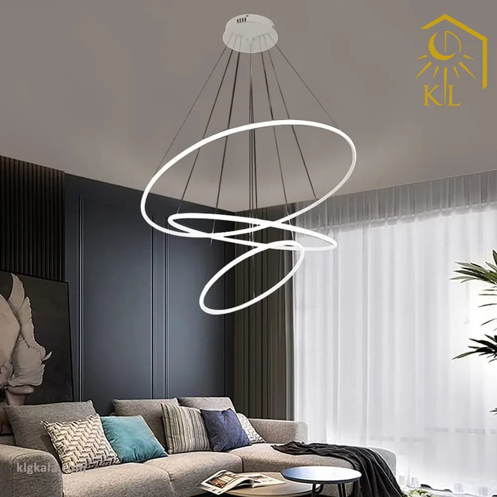 لوستر مدرن اس ام دی ویمکس مدل حلقه ای نور از کنار سه طبقه قطر 80 – 60 – 40