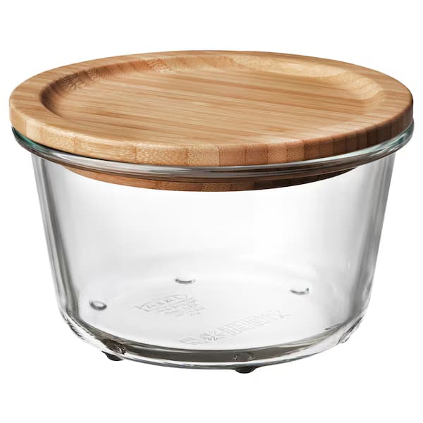 ظرف نگهدارنده غذا درب بامبو گرد ایکیا مدل IKEA 365+