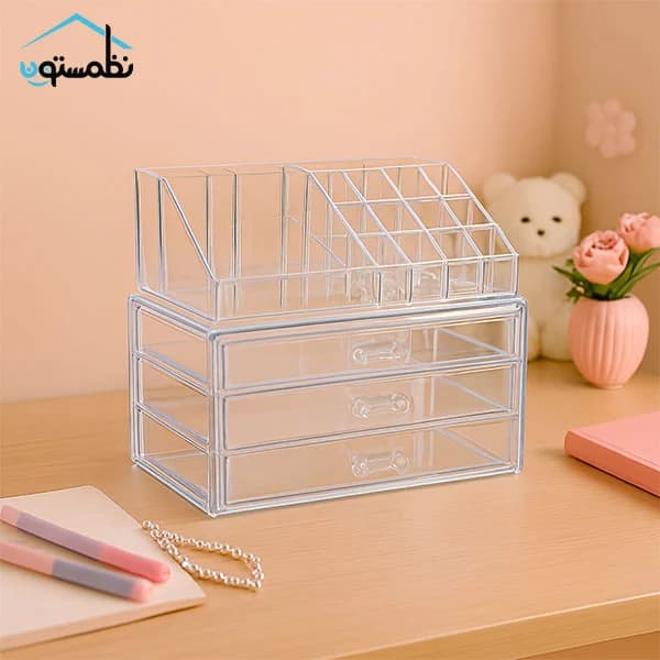 استند لوازم آرایشی سه کشو با رویه — تصویر ۵