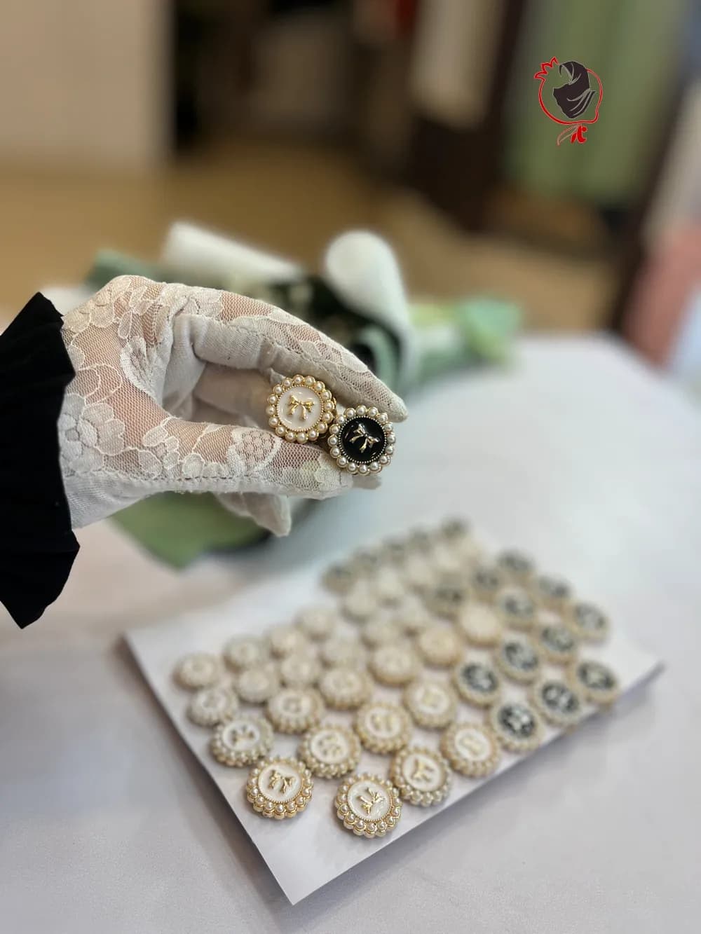 مگنت روسری پاپیون مرواریدی