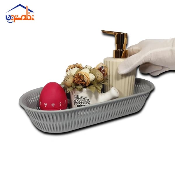 سبد طرح بامبو بیضی سایز 2 لیمون — تصویر ۳