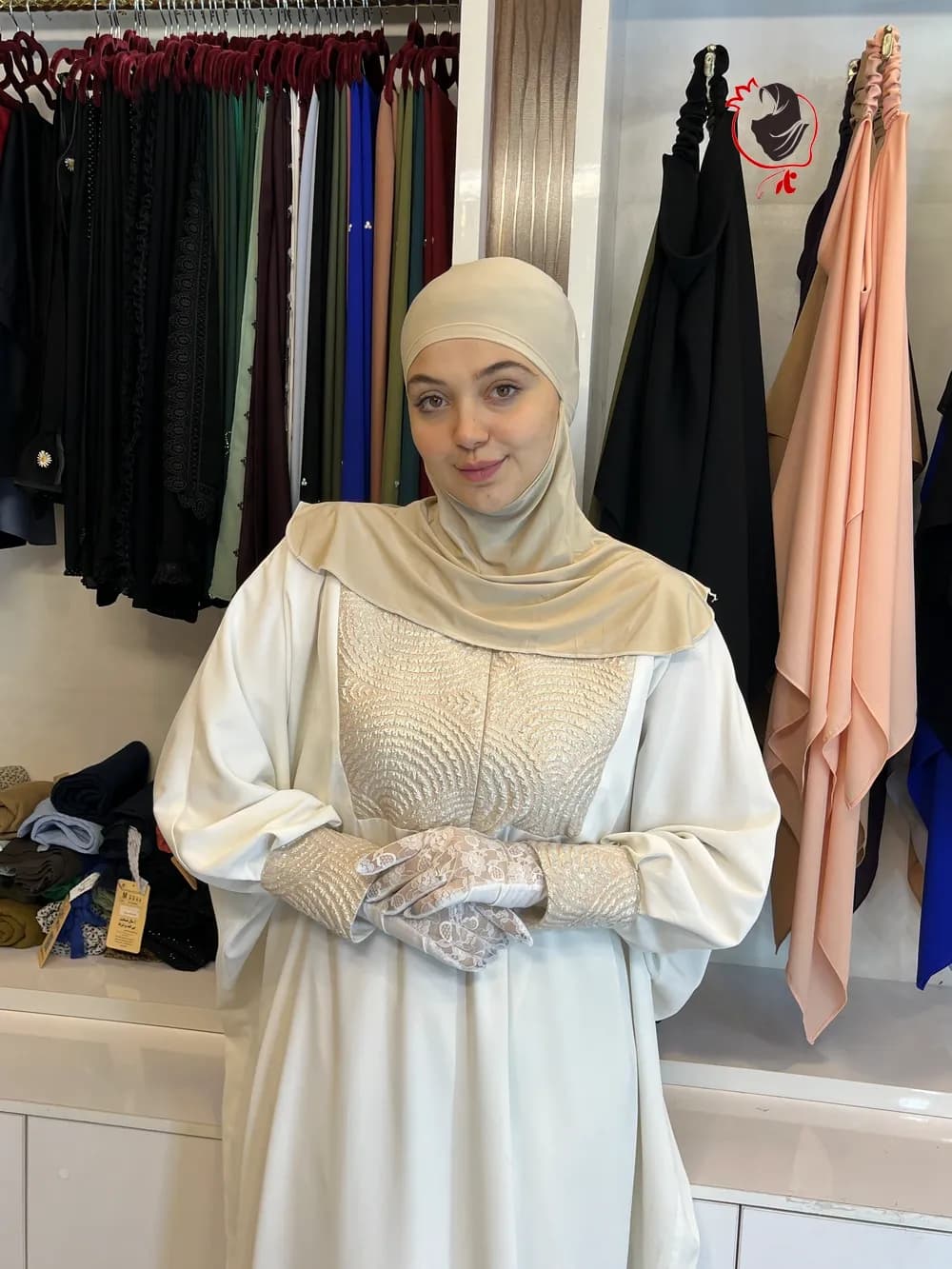 مقنعه حجاب زیرشالی کرم