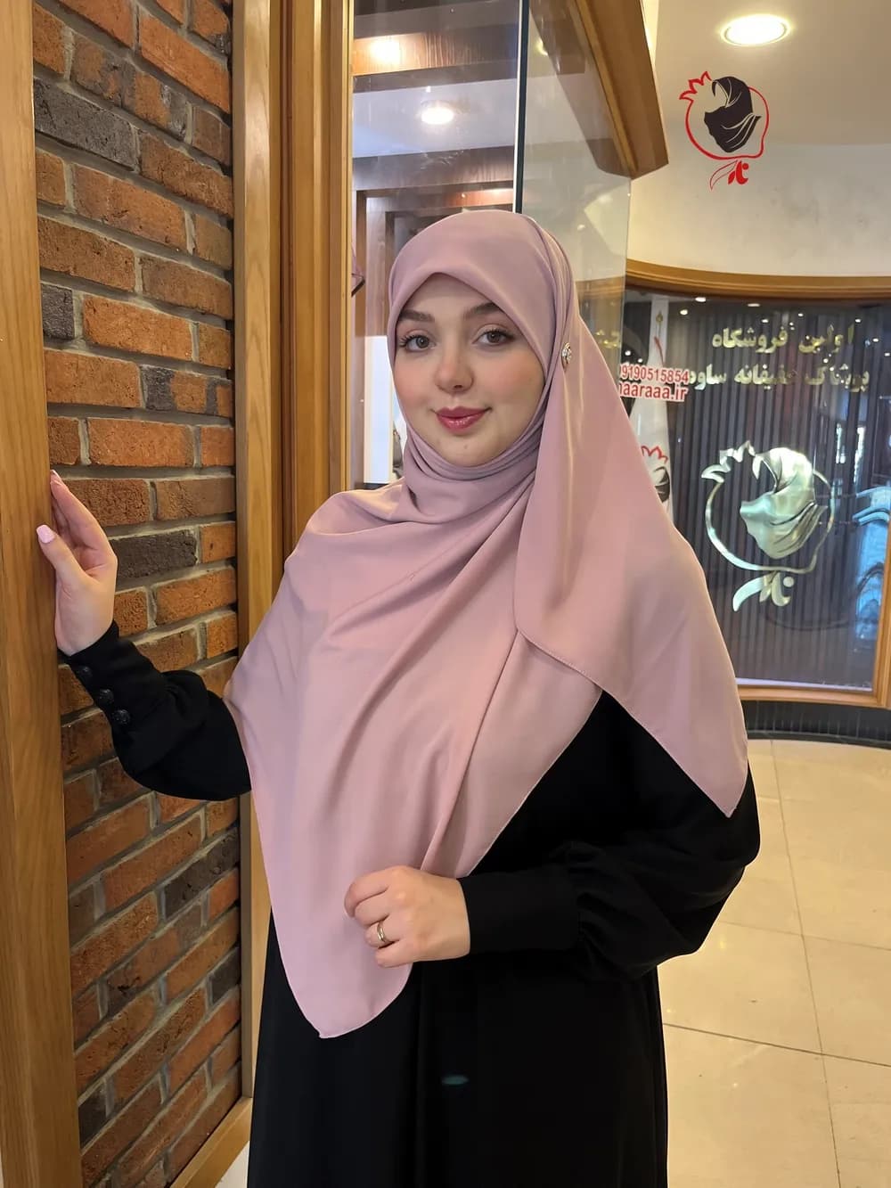 روسری حریرکرپ کشدار / بدون کش صورتی چرک
