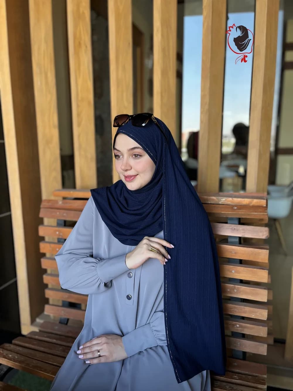 شال کشی نگیندار سرمه ای سیر
