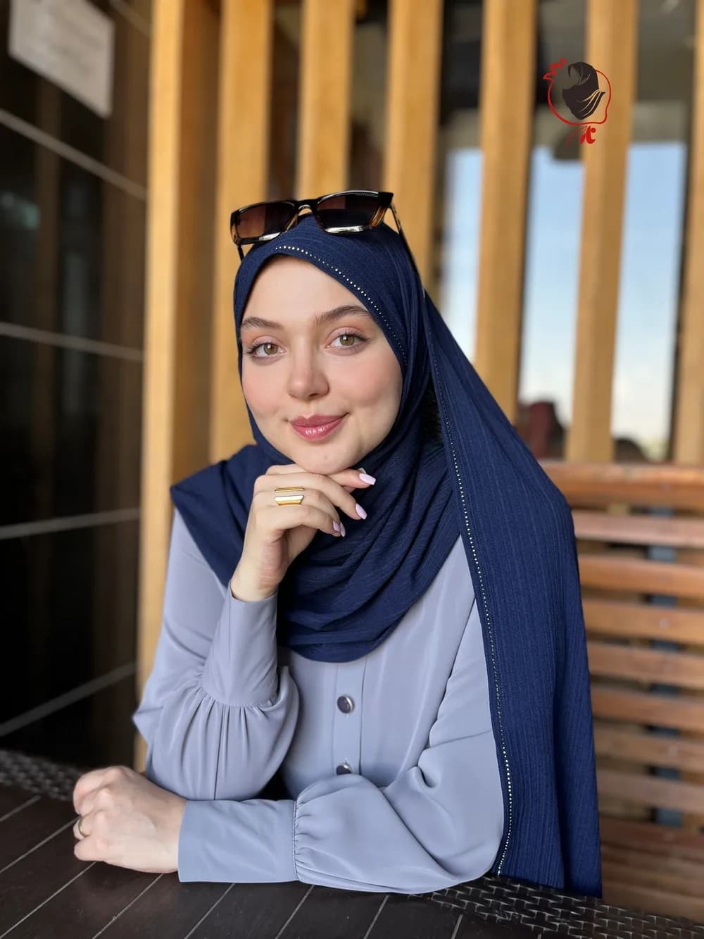 شال کشی نگیندار سرمه ای سیر — تصویر ۲