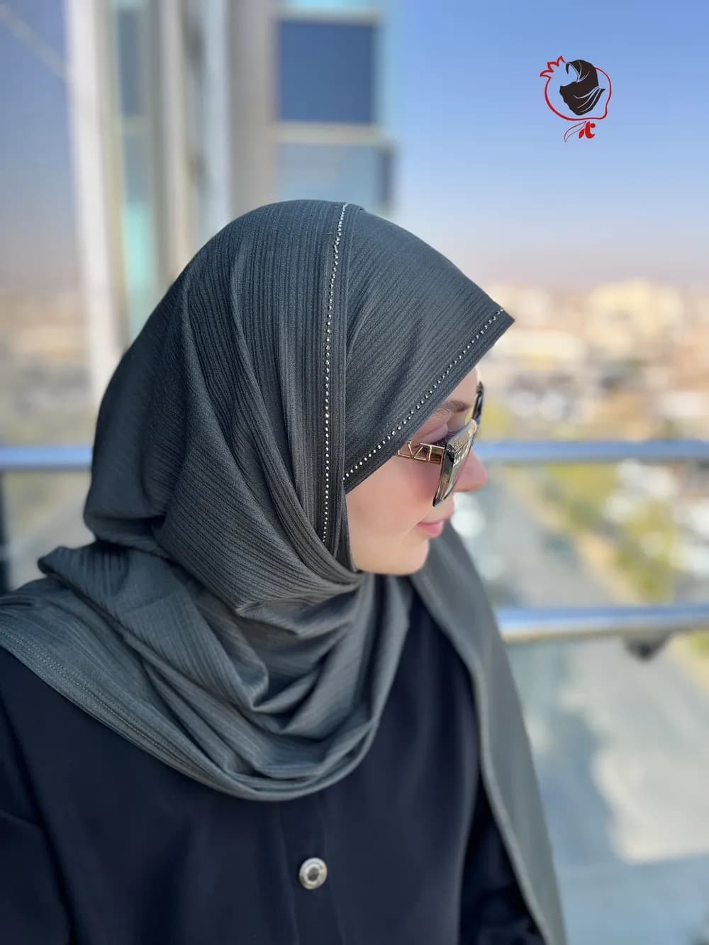 شال کشی نگیندار سبز ارتشی سیر — تصویر ۲