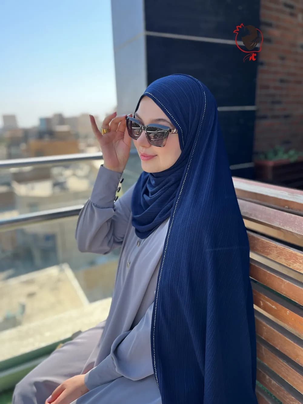 شال کشی نگیندار سرمه ای روشن