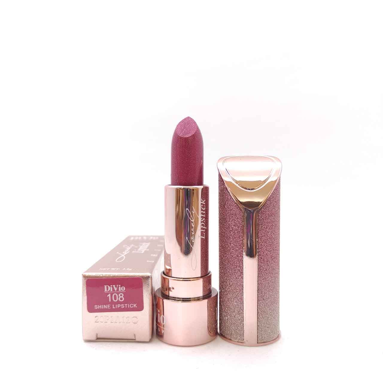 رژ لب جامد حجم دهنده شاین دار اکلیلی دیویو Divio Makeup Lipstick — تصویر ۳