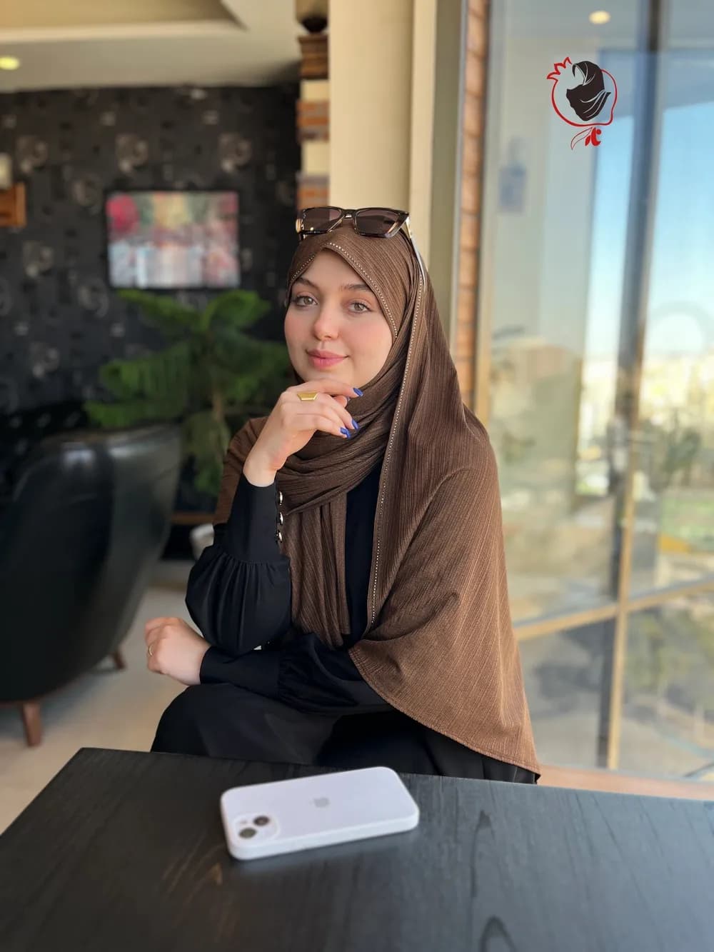 شال کشی نگیندار قهوه ای روشن