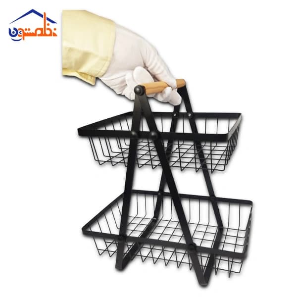 استند دوطبقه فلزی دسته چوبی — تصویر ۳