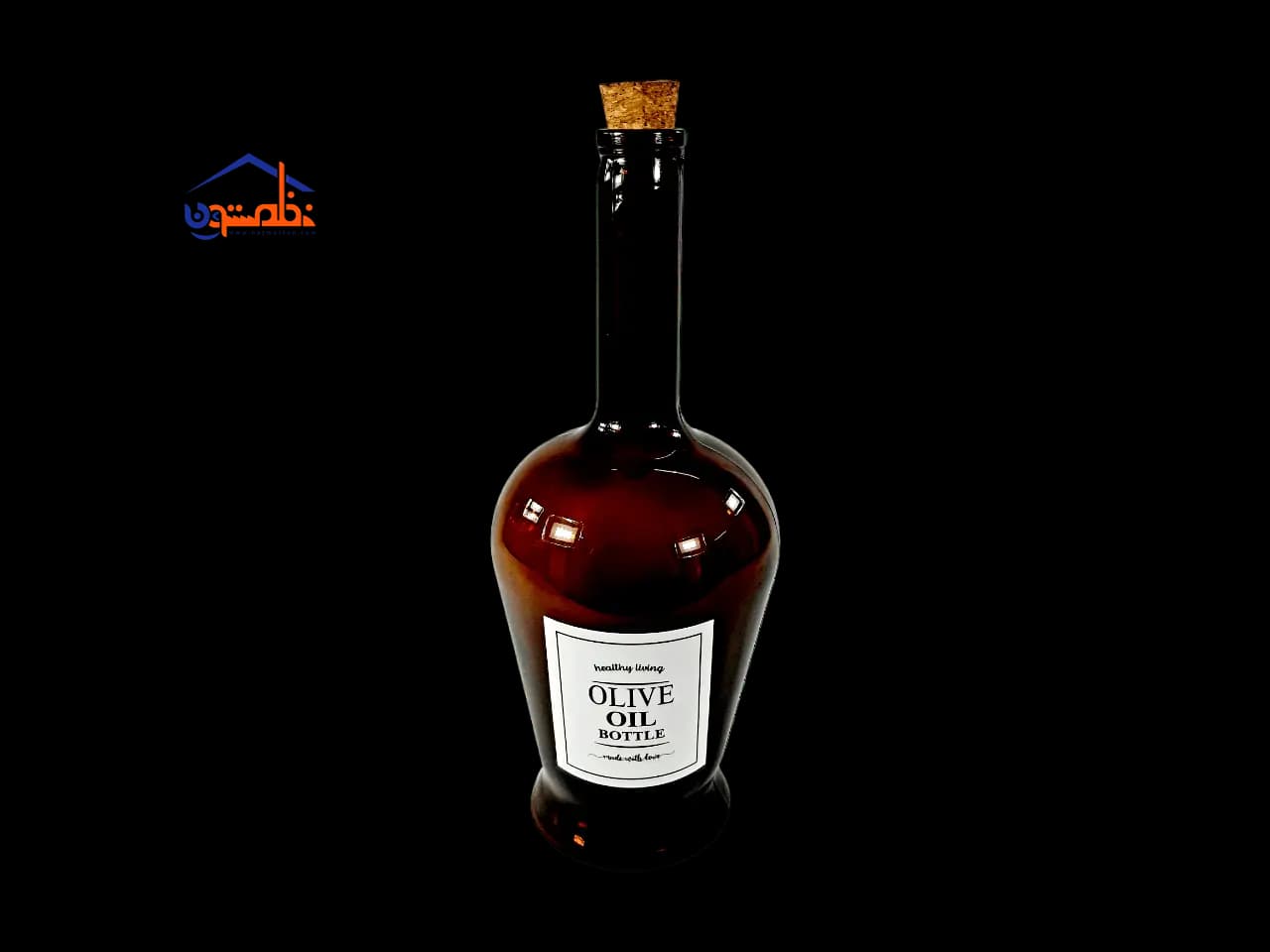 بطری شیشه ای دودی با درب چوب پنبه ای