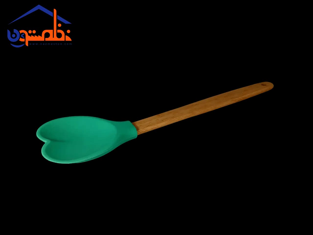 کفگیر سیلیکونی قلبی دسته چوبی