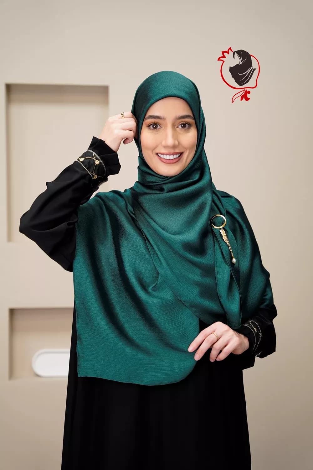 روسری مجلسی کریستال سبز زمردی
