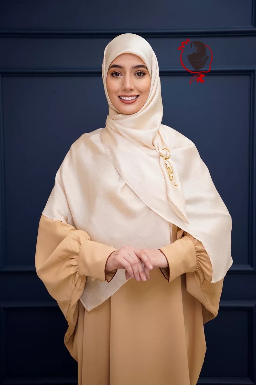 روسری مجلسی کریستال شیری — تصویر ۲