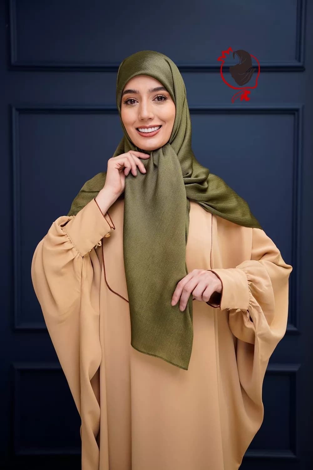 روسری مجلسی کریستال سبز زیتونی