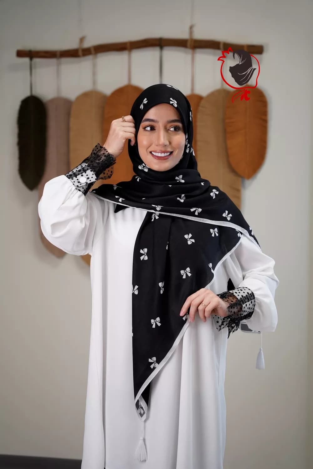 روسری سوپر نخ پاپیونی مشکی — تصویر ۲