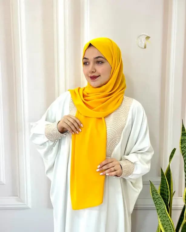 شال حریر کرپ انبه ای