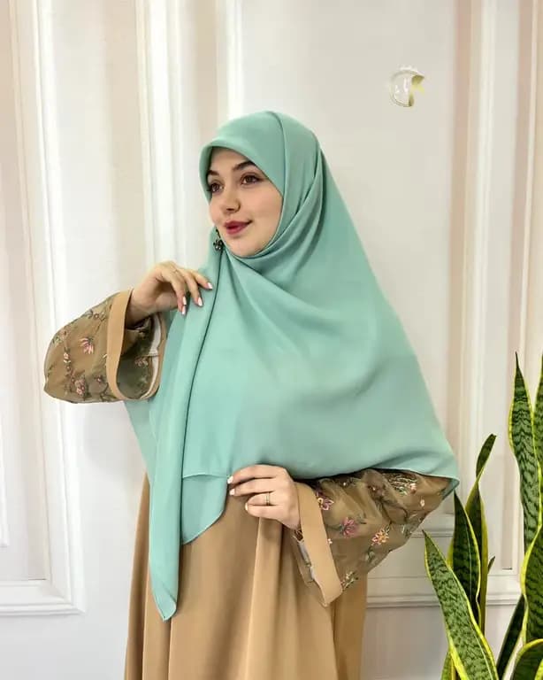 روسری حریرکرپ کشدار / بدون کش سبز اقیانوسی