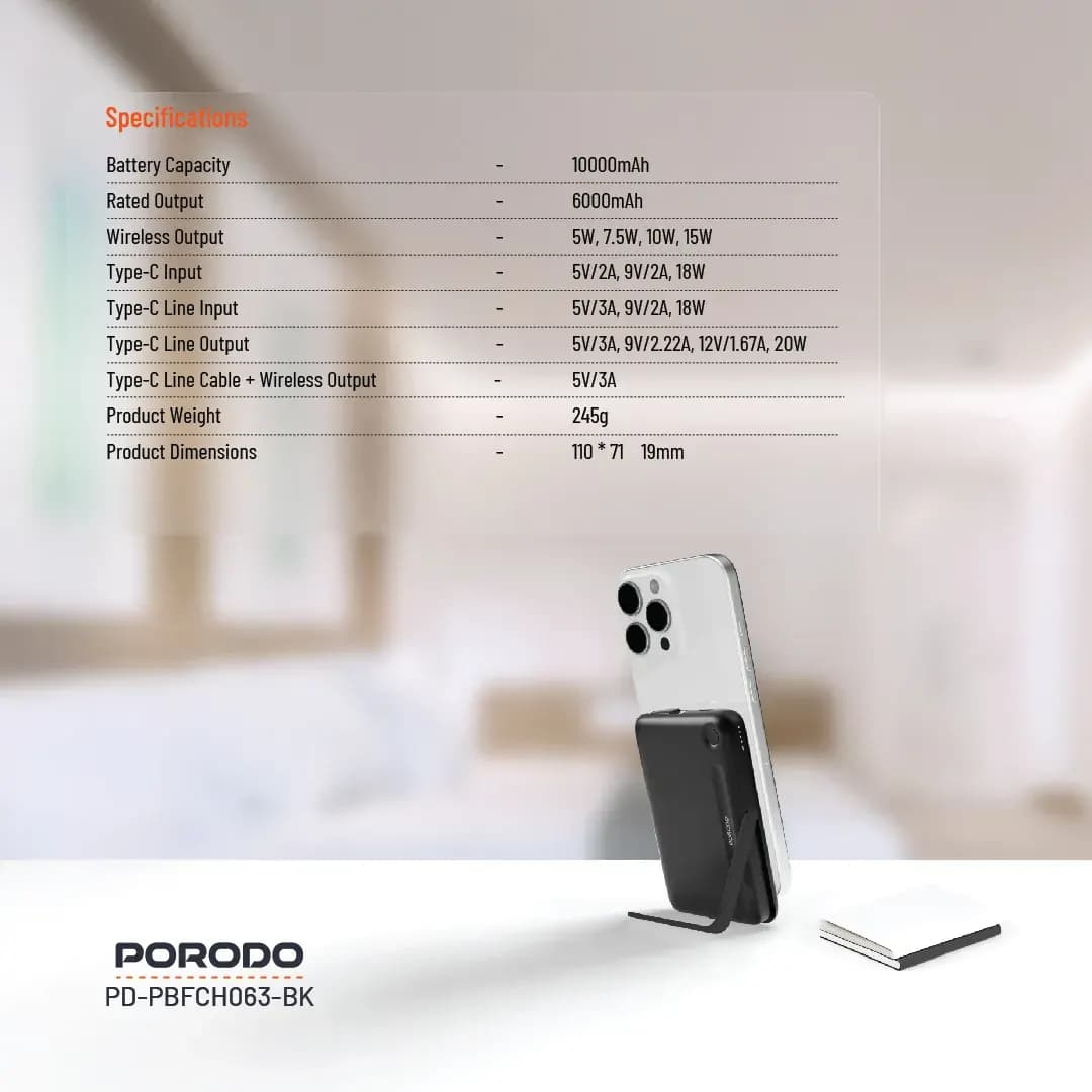 پاوربانک مگ‌سیف 10000 پرودو مدل PDPBCH065BK — تصویر ۶